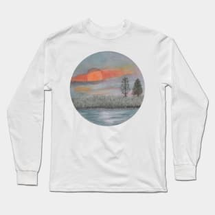 Sunset landscape watercolor Long Sleeve T-Shirt